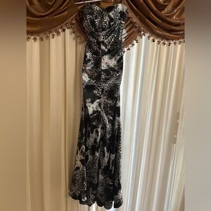 Black and white leopard print mermaid dress